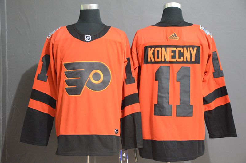 Men Philadelphia Flyers 11 Konecny Orange Adidas Third Edition Adult NHL Jersey